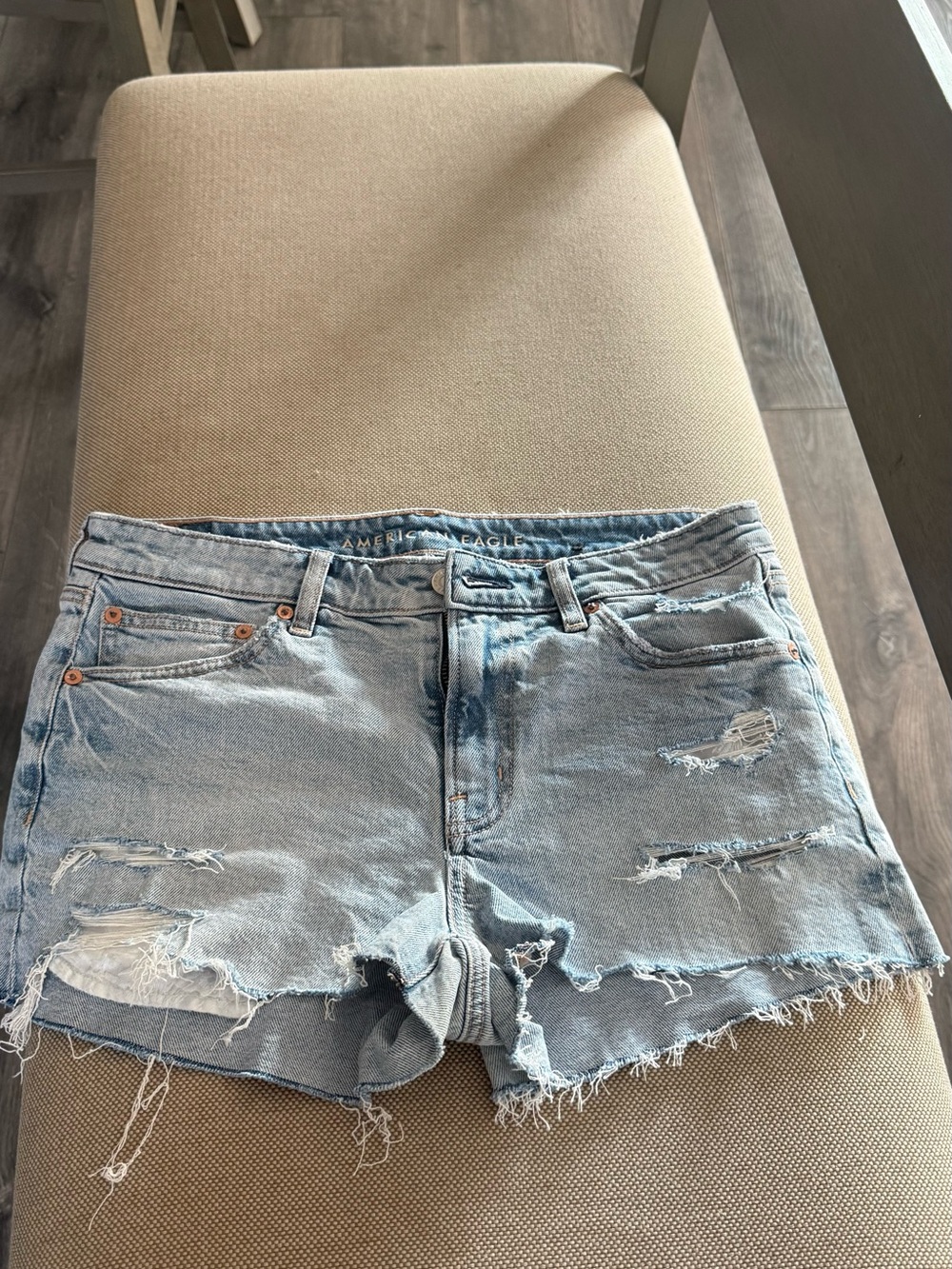 American Eagle Outfitters Light Wash Distressed Denim Cutoff Shorts